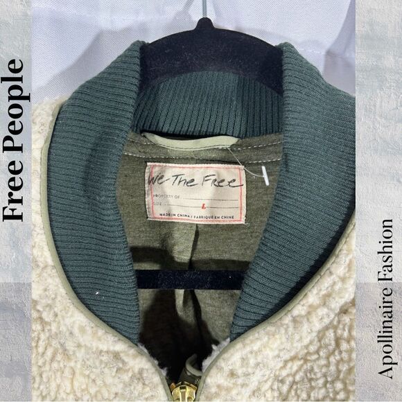 WE THE FREE RIVINGTON FAUX SHERPA ZIPPER JACKET IN DESERT STORM LARGE NEW - Picture 6 of 6